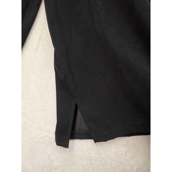 Kathy Ireland Shacket Women 1X Black Velour Long Sleeve Slit Collar Button Front - Picture 9 of 10